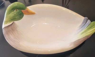 TRE ART Treviso Italy - schöne große Enten Schale 48cm x 34,5cm - Handpainted
