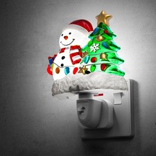LOHAS-LED Night Light Plug in Wall, Christmas Tree with Snowman Night Lights, D