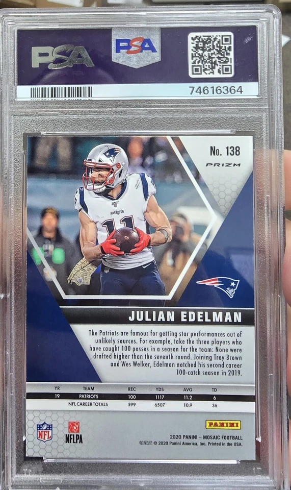 2020 Panini Mosaic - Julian Edelman #138 Genesis Mosaic Prizm Patriots PSA 9 🔥 - Image 2 of 2
