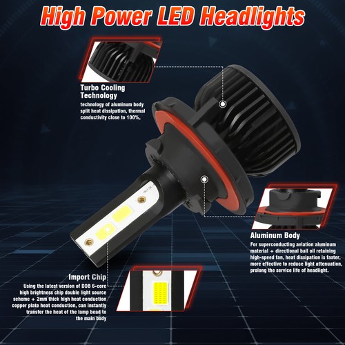 For 2007-2014 GMC Yukon Combo 4x LED Headlight Hi/Low Beam+Fog Light Bulbs White - Picture 8 of 12