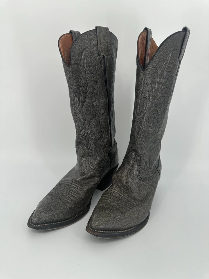 Nocona Vintage Black Leather Cowboy Boots Western Stitch Size 8D Made in USA - Image 2 of 4