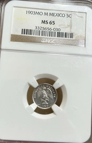 1903 Mo Mexico 5 Centavos Silver Coin NGC MS65
