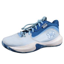 Under Armour Lockdown 7 Boys 5 Blue White Basketball Shoes Cushioned Support