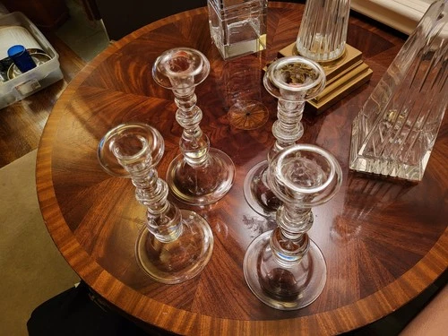 *Rare* STEUBEN Crystal Candlesticks 9" Teardrop Set of 4 vintage
