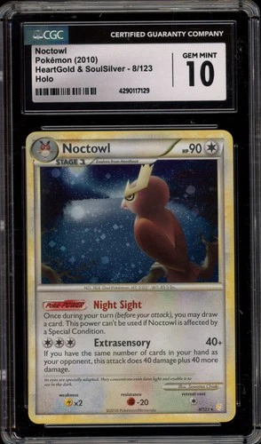 Pokemon Noctowl HeartGold & SoulSilver Holo Rare #8 CGC 10 Gem Mint
