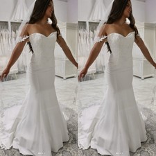 Mermaid Wedding Dresses Lace Off Shoulder Beach Sweetheart Satin Bridal Gowns