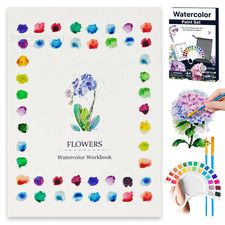 Watercolor Workbook, Water Coloring Book with 13 1 Ounce Pack of 1 , Flowers