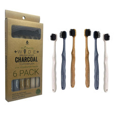 Toothbrush Set with Cedarwood Wooden Handle  Soft Nylon Bristles - Travel Fr...