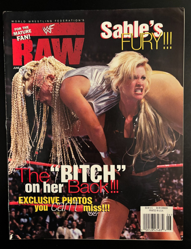 WWF RAW Magazine - June 1998 - Sable's FURY!  Poster still attached!
