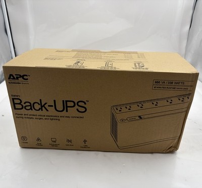 APC BACK-UPS BE600M1 600VA 330WATTS 67 MIN RUNTIME 7 OUTLETS 1 USB CHARGING PORT