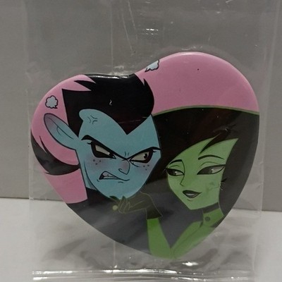 Disney Kim Possible Shego and Dr Drakken Heart Shaped Pin Badge Villain Duo