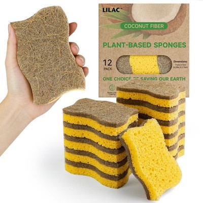 12 Pack Natural Cellulose Sponges for Dishes - Non-Scratch Kitchen Scrub Spon...