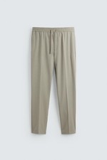 New Zara Men Jogger Waist Stretch Pants S 5616/106 6861/693 Olive Trousers