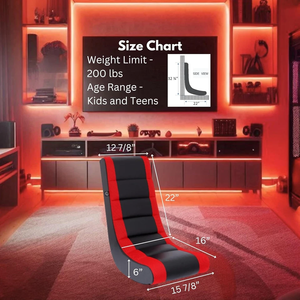 The Crew Furniture Classic Video Rocker Floor Gaming Chair, Kids and Teens, Raci - Image 3 of 4