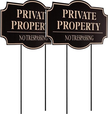 Private Property Signs Plastic No Trespassing 2 Pcs Corrugated 11.8 x 6.7 Garden