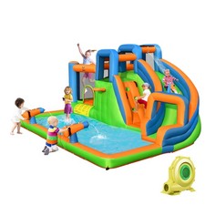 Inflatable Water Slide Giant Bounce Castle w/ Dual Climbing Walls 735W Blower