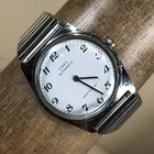 Vtg Timex Viscount Men 80s Silver Expansion Automatic 35mm Watch 6 3/4"