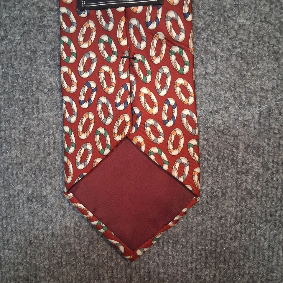 Anillo Windsor Corbata Tema Náutico Vida Prevserver AOP 100% Seda Rojo 56 x3.75 Foto 3 de 4