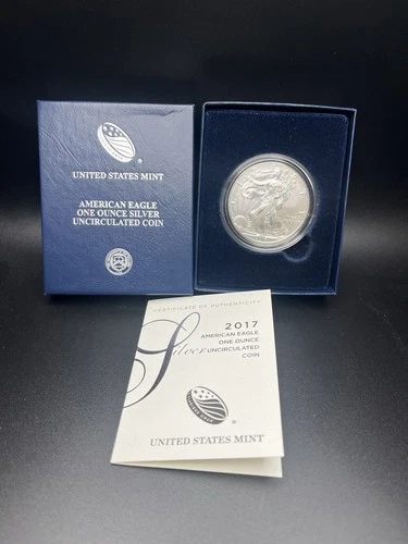 2017-W American Eagle Silver uncirculated Dollar in original Mint box with COA