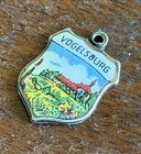 Vintage VOGELSBURG 800 Silver Enamel Travel Shield Bracelet Charm — photo 5