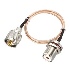 UHF PL-259 Male to UHF SO-239 Female Bulkhead RG316 Coax Cable 1.5 ft