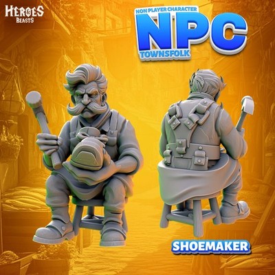 Dungeons & Dragons NPC Character - Male Human - Shoemaker, Cobbler, Shoe Shop