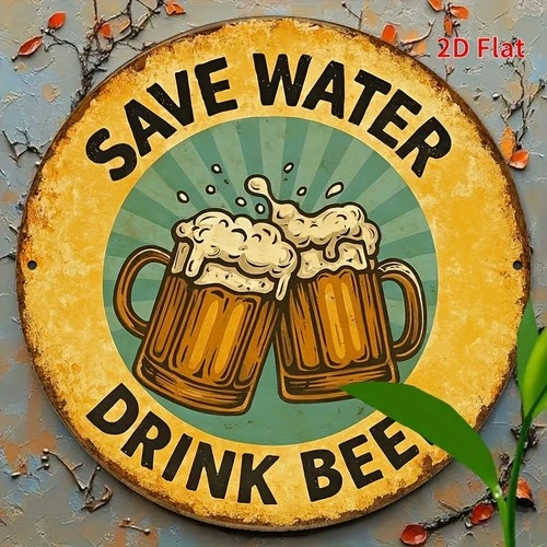 Funny Save Water Drink Beer Bar Vintage Tin Metal Signs Home Décor 8x8