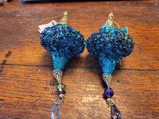 Set of2  Kurt S. Adler 6" Peacock Color #T1310 Ornament - NEW