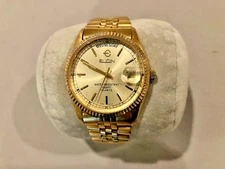 ELGIN PRESIDENT DAY DATE GOLD TONE MANS WATCH