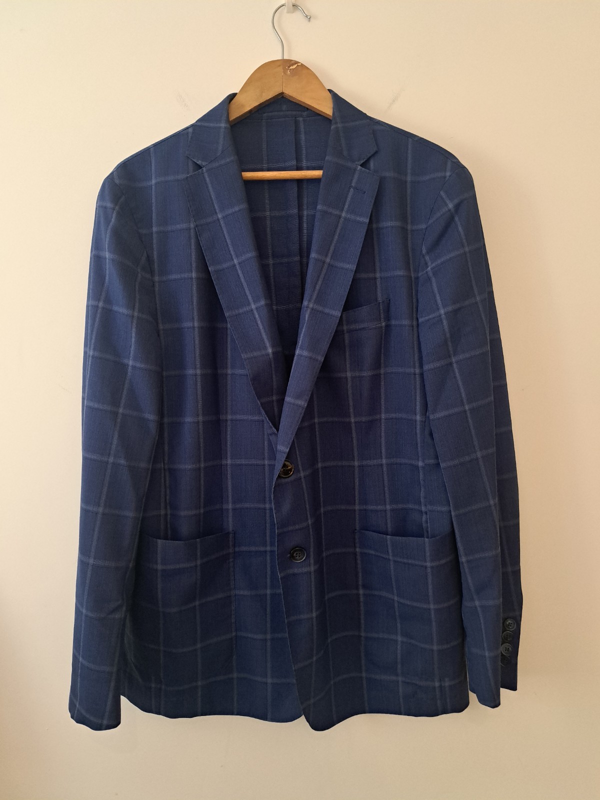 FILA Giacca Hackett UK 44 blazer check blu navy finestra Savile Row Londra sfoderata