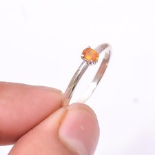 Golden Citrine Solitaire Gemstone Handmade 925 Sterling Silver Ring s.8 Sku17