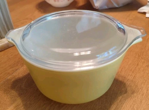 Vintage PYREX 473 Yellow 1 Qt Ovenware Casserole Dish w/ Lid #470-C