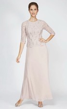 Alex Evenings 112318 Sz 16 Shell Pink Lace Chiffon Evening Gown