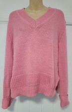 M S Pink Cotton Wool Blend Long Sleeve Jumper - UK Small