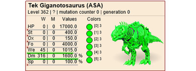 Ark ASA Xbox/PC/PS5 PVE Solid 3 Green Tek Giga baby Pair Level 362 Top 1600M