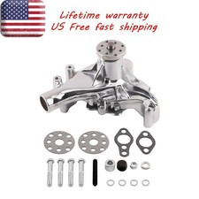 Chrome Long Water Pump High Volume Chrome For Sbc 283 305 327 350 400 1969-1987