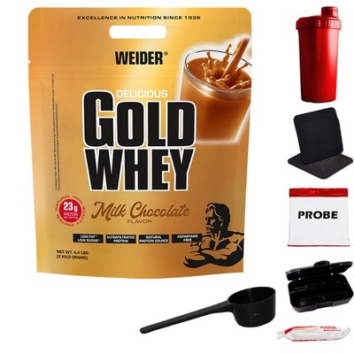 (36,75 EUR/kg) Weider Delicious Gold Whey Protein 2000g Beutel Eiweiß + Bonus