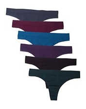 6 Pack Women's Nylon Spandex Thong Underwear Medium Dark Vintage