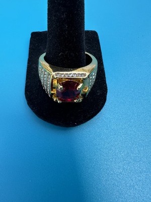 Customizable 18k Gold Plated Ruby Lab Create Men s Wedding Band Ring SZ 12