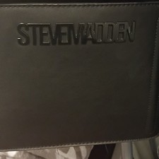 Steve Madden Black Shoulder Bag Detachable Strap Logo Accent Inner Pockets