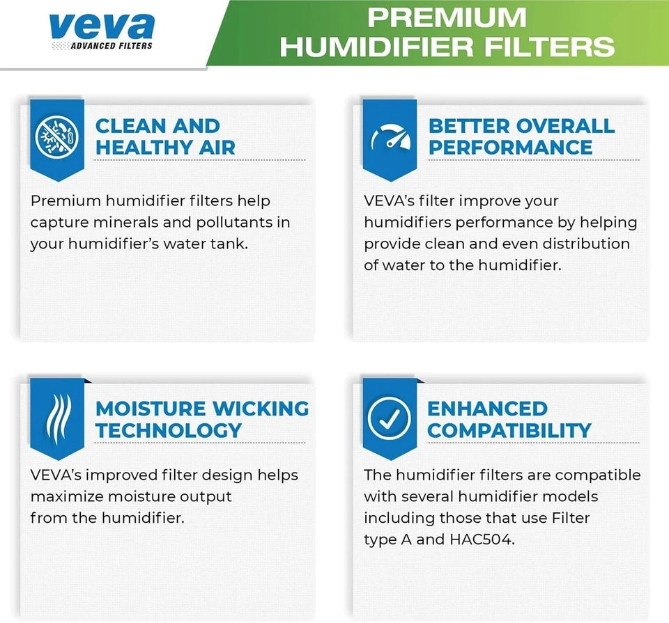 Paquete de 6 filtros humidificadores para Honeywell A HAC-504 HAC-504AW HCM 350 Cool Mist Foto 3 de 4