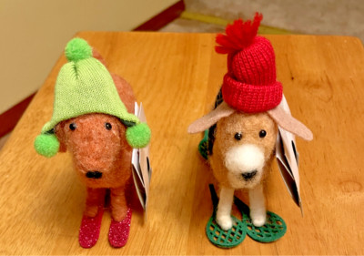 Target Wondershop Felted Wool Ski Dachshund Snow Shoes Beagle Dog Ornaments 2024
