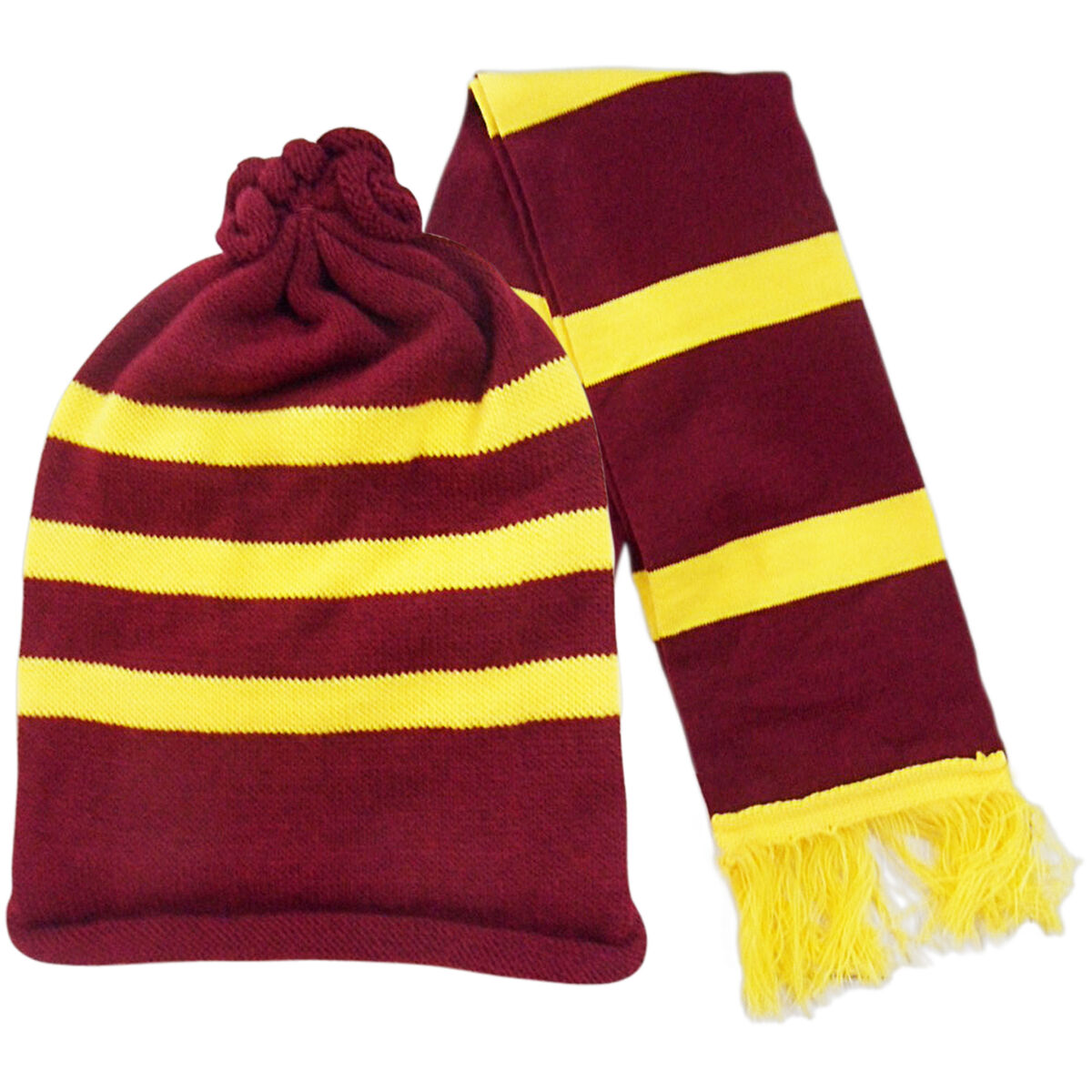 Hat Primark Ladies Scarves MAROON YELLOW STRIPED POTTER HAT SCARF