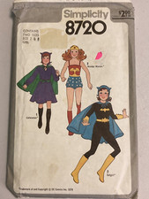 Simplicity Pattern 8720 Girls 7-8 Costume Dc Superheros Wonder Batgirl Catwoman