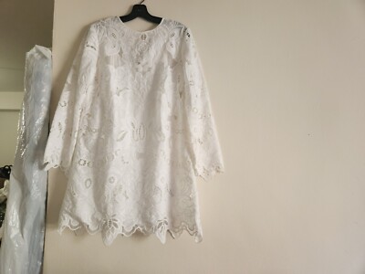 H&M lace dress with long sleeves white Sz M NWT | eBay