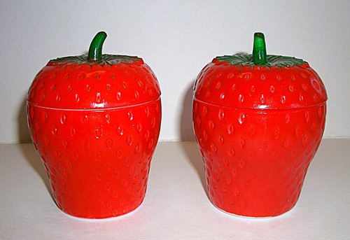 Vtg 2 Hazel Atlas Milk Glass Strawberry Jam Jelly Jar Sugar Bowl W Lid 4" VGC - Picture 3 of 7