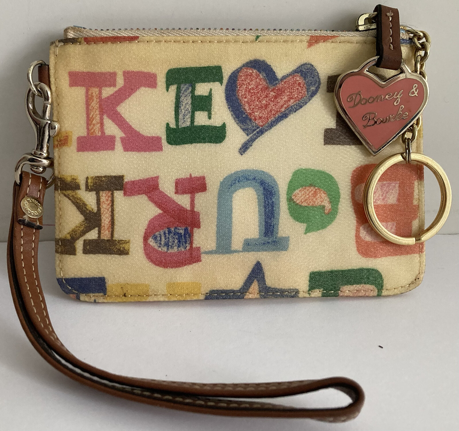 Dooney & Bourke Graffiti Doodle Coin Purse / Keychain Gem