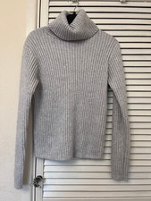 primark size xs 6/8  light grey ribbed roll neck chunky knitted jumper