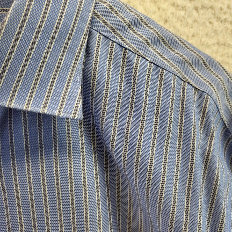 Pronto Uomo Button Up Shirt Men XLT Tall Blue Striped Non-Iron Modern Fit Pocket - Image 4 of 4