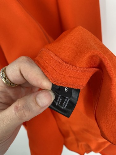 Blusa naranja Proenza Schouler para mujer cuello en V sin mangas dobladillo asimétrico talla 8 - Imagen 3 de 4